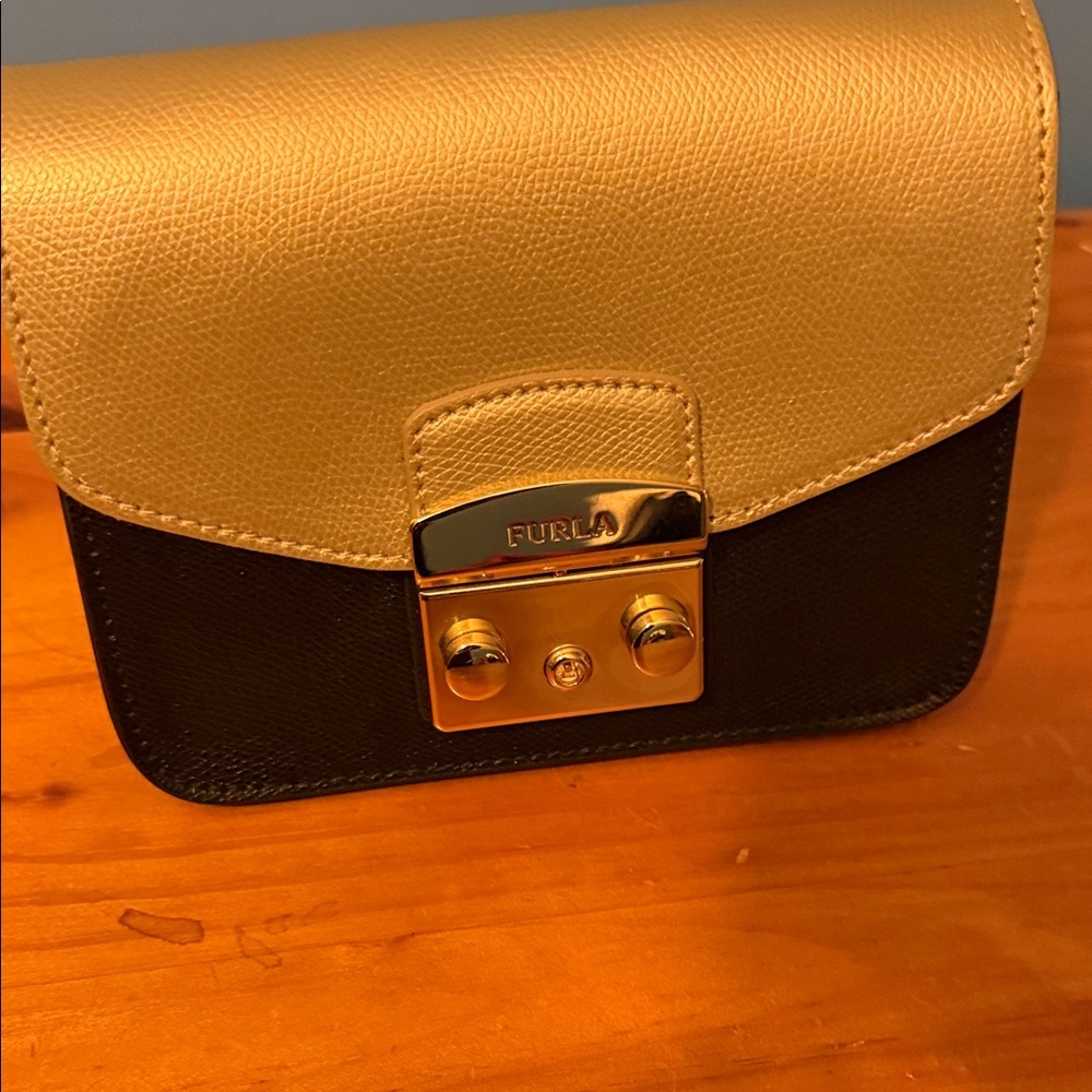 Furla Gold and Black Crossbody Bag